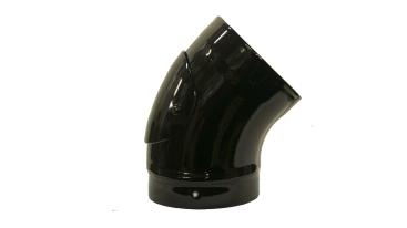 Gloss Black Vitreous Enamel 150mm Diameter 45 Degree Bend With Door