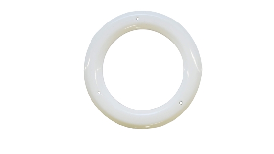 White Vitreous Enamel 150mm Diameter 45 Degree Angled Ceiling Trim Ring White Vitreous Enamel 150mm Diameter 45 Degree Angled Ceiling Trim Ring