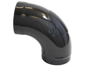 Gloss Black Vitreous Enamel 150mm Diameter 90 Degree Bend With Door