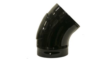 Gloss Black Vitreous Enamel 125mm Diameter 45 Degree Bend With Door