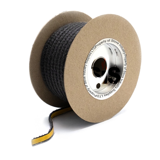 Black Flat Adhesive Glass Fibre Rope - 25mm Wide - 3mm thick - 25m Roll