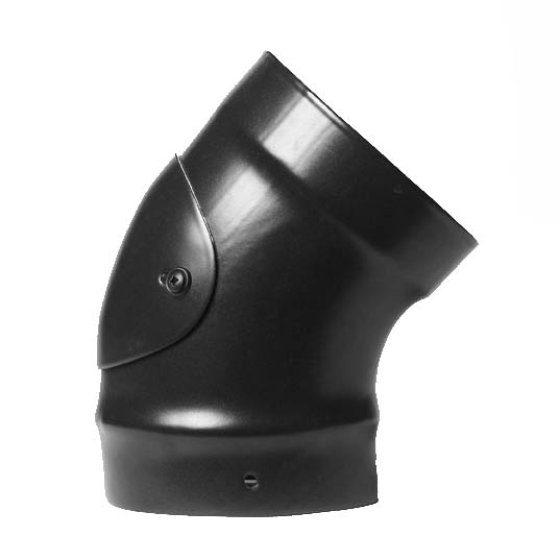 Matt Black Vitreous Enamel 150mm Diameter 45 Degree Bend With Door Matt Black Vitreous Enamel 150mm Diameter 45 Degree Bend With Door