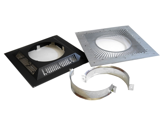 200mm Internal Diameter Nova Ventilated Ceiling Support (solid fuel) - Black