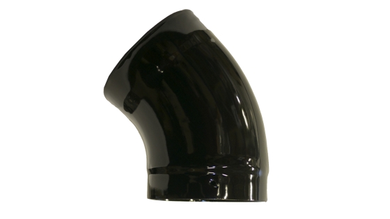 Gloss Black Vitreous Enamel 125mm Diameter 45 Degree Bend