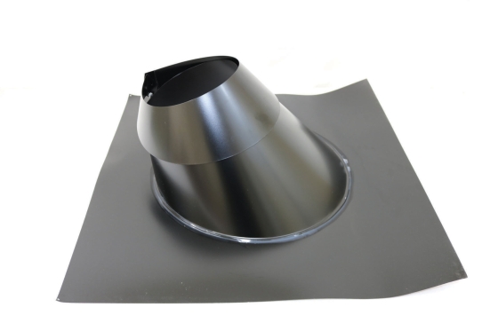150mm Internal Diameter ICID Plus Angled Flashing 5 To 45 Degree And Storm Collar - Matt Black