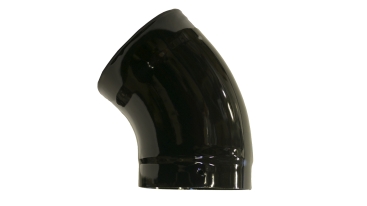 Gloss Black Vitreous Enamel 125mm Diameter 45 Degree Bend