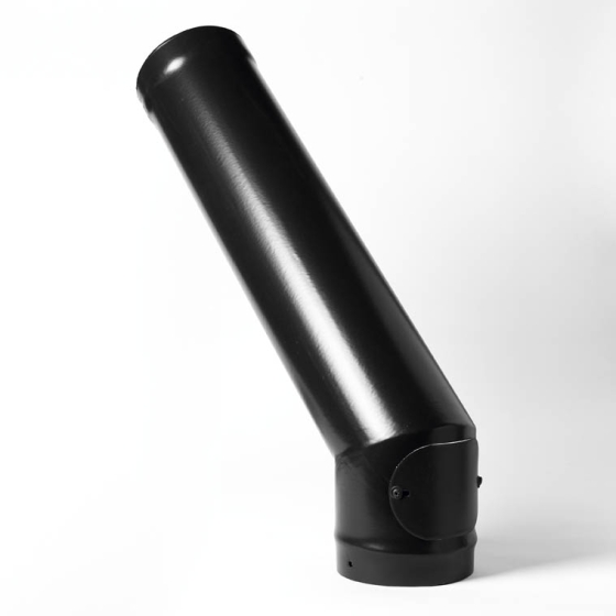 Matt Black Vitreous Enamel 150mm Diameter Long Tail Bend With Door