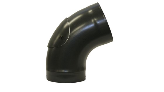 Matt Black Vitreous Enamel 100mm Diameter 110 Degree Bend With Door