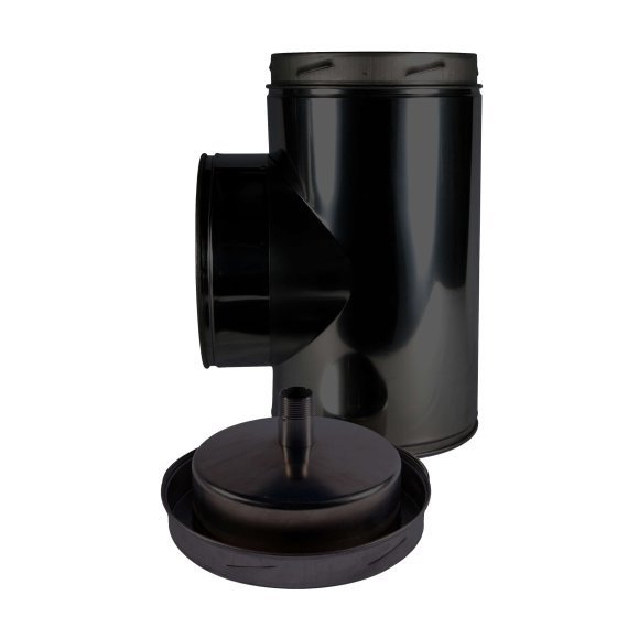 100mm Internal Diameter ICID Plus 90 Degree Tee With Drain Cap - Matt Black 100mm Internal Diameter ICID Plus 90 Degree Tee With Drain Cap - Matt Black