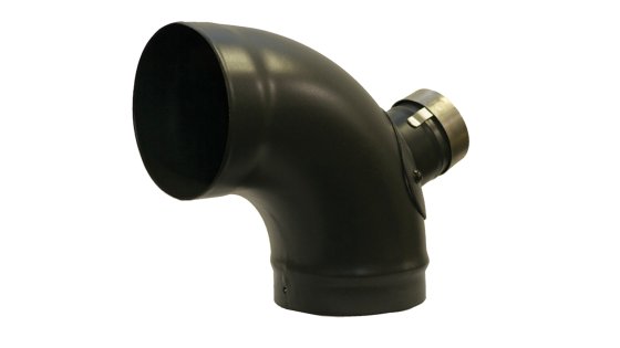 Matt Black Vitreous Enamel 150mm Diameter 90 Degree Bend With Debris Trap Matt Black Vitreous Enamel 150mm Diameter 90 Degree Bend With Debris Trap