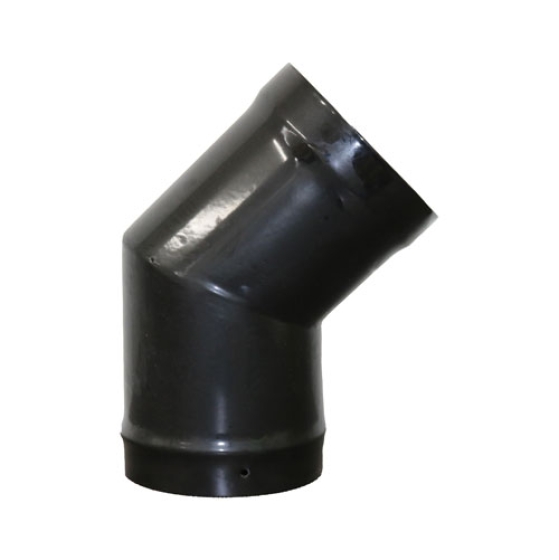 Gloss Black Vitreous Enamel 175mm Diameter 45 Degree Bend (Mitred)