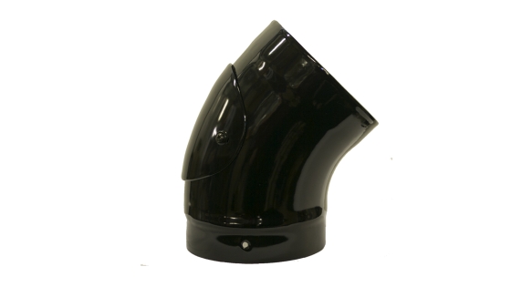 Gloss Black Vitreous Enamel 150mm Diameter 45 Degree Bend With Door