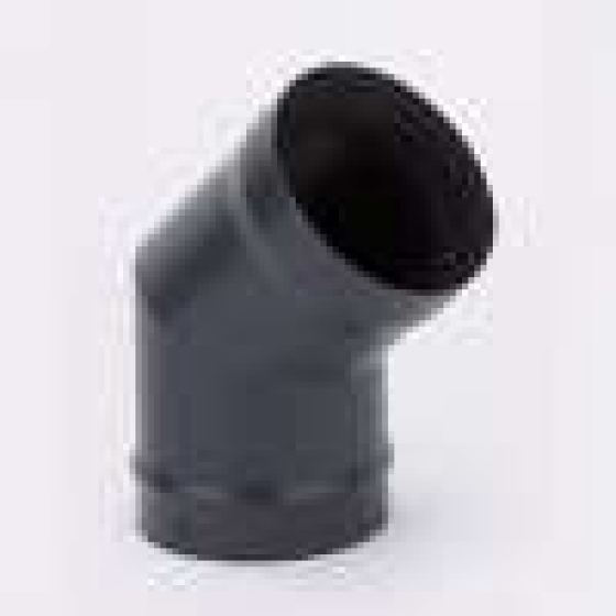 Matt Black Vitreous Enamel 100mm Diameter 45 Degree Bend (Mitred) Matt Black Vitreous Enamel 100mm Diameter 45 Degree Bend (Mitred)