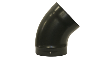Matt Black Vitreous Enamel 150mm Diameter 45 Degree Bend