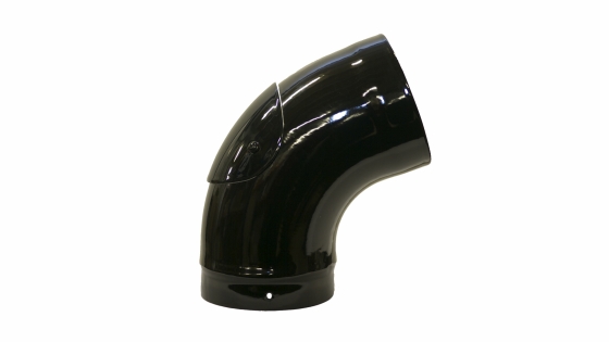 Gloss Black Vitreous Enamel 150mm Diameter 110 Degree Bend With Door