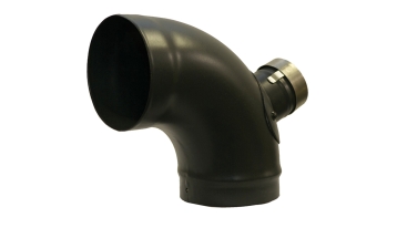 Matt Black Vitreous Enamel 150mm Diameter 90 Degree Bend With Debris Trap