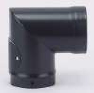 Matt Black Vitreous Enamel 175mm Diameter 90 Degree Bend With Door (Mitred)