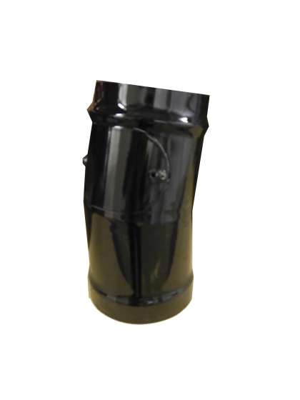 Gloss Black Vitreous Enamel 125mm Diameter 15 Degree Bend With Door
