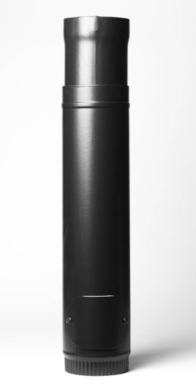 Matt Black Vitreous Enamel 100mm Diameter Adjustable Pipe 600-900mm With Door Matt Black Vitreous Enamel 100mm Diameter Adjustable Pipe 600-900mm With Door