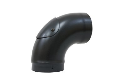 Matt Black Vitreous Enamel 150mm Diameter 90 Degree Bend With Door