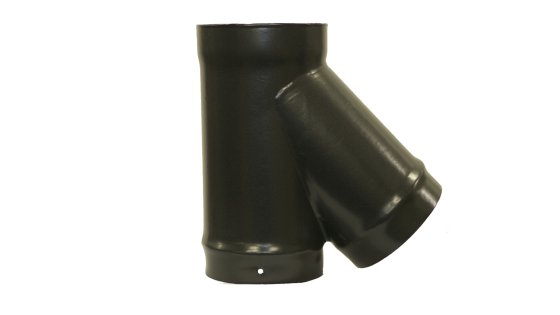 Matt Black Vitreous Enamel 150mm Diameter 135 Degree Tee Matt Black Vitreous Enamel 150mm Diameter 135 Degree Tee