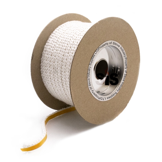 White Flat Adhesive Glass Fibre Rope - 25mm Wide - 3mm thick - 25m Roll