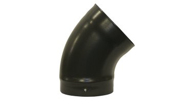 Matt Black Vitreous Enamel 150mm Diameter 45 Degree Bend